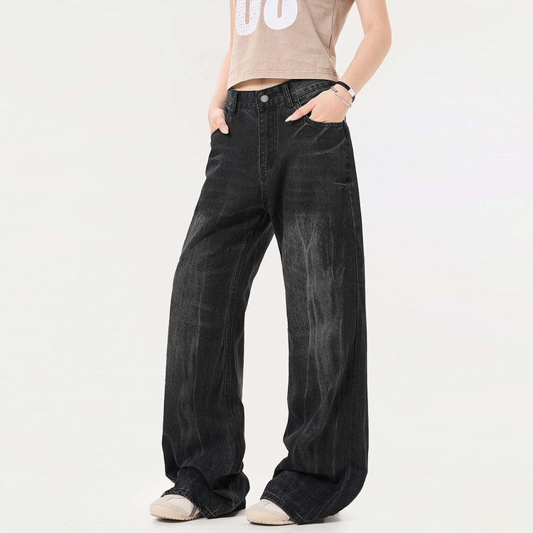 Washed denim jeans