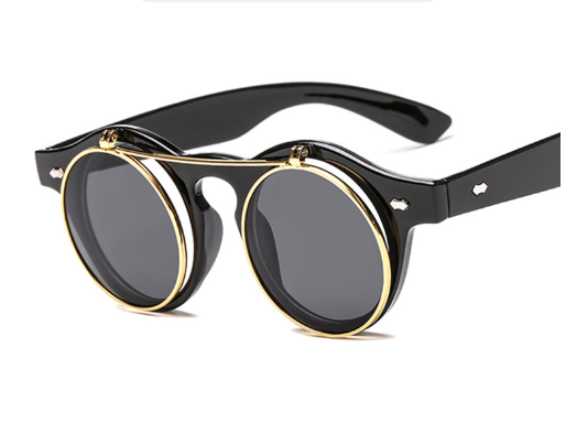 New European and American clamshell round frame sunglasses ins fashion sunglasses Mi nail glasses retro sunglasses
