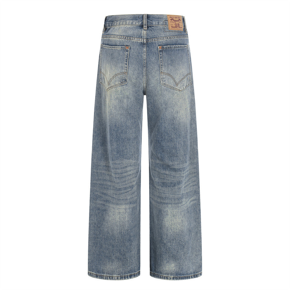 Washed straight leg jeans