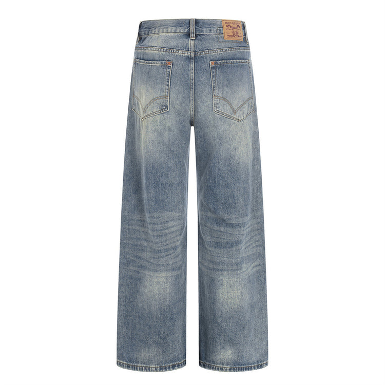 Washed straight leg jeans