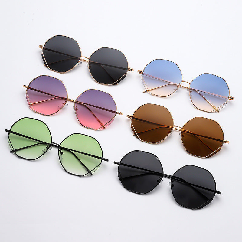 Personality Polygonal Sunglasses Men And Women Trendy Ins Wind Metal Sunglasses Net Red Polygonal Glasses