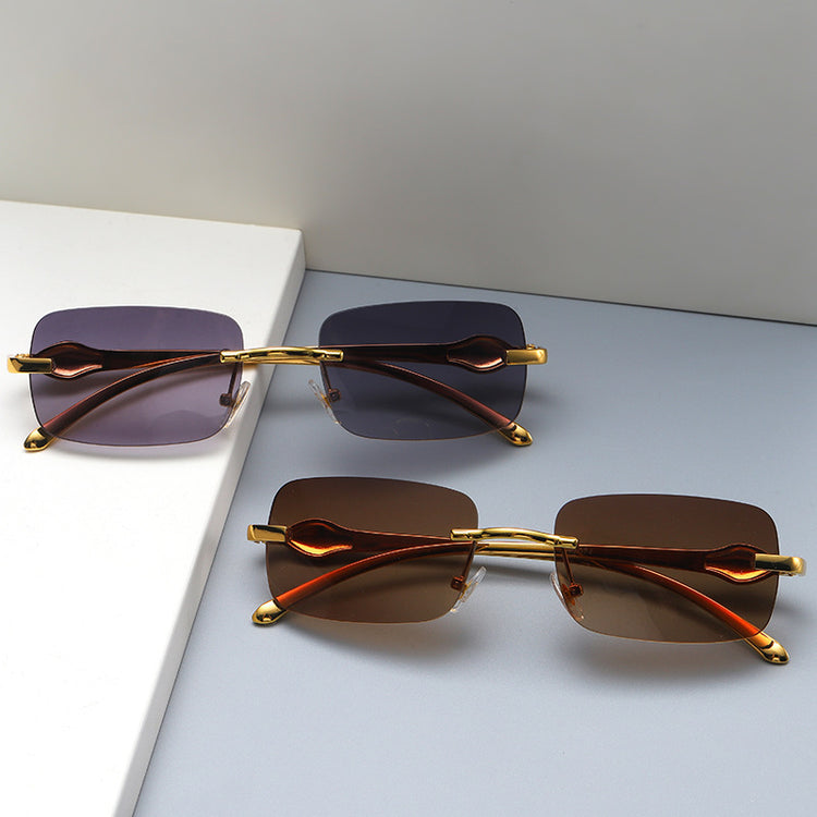 New Small Frame Small Square Glasses Metal Leopard Head Trendy Sunglasses