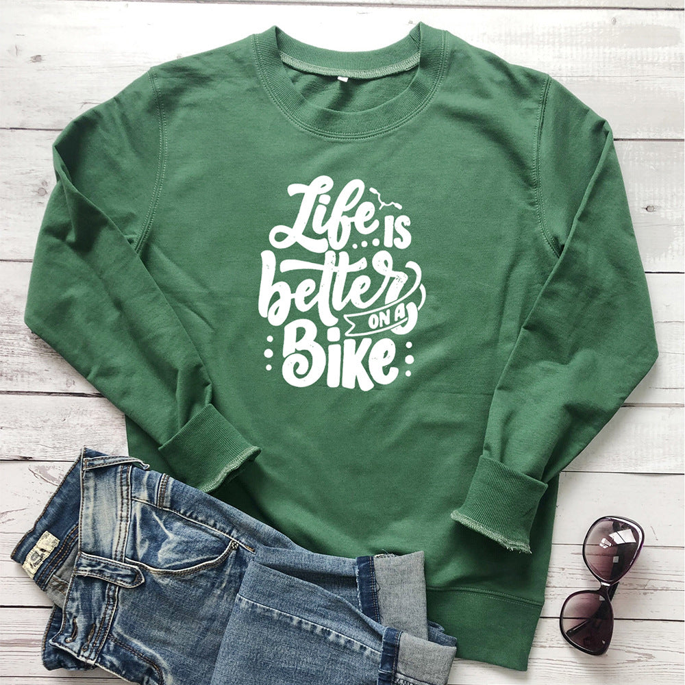 Life is better on A Bike printed hoodie