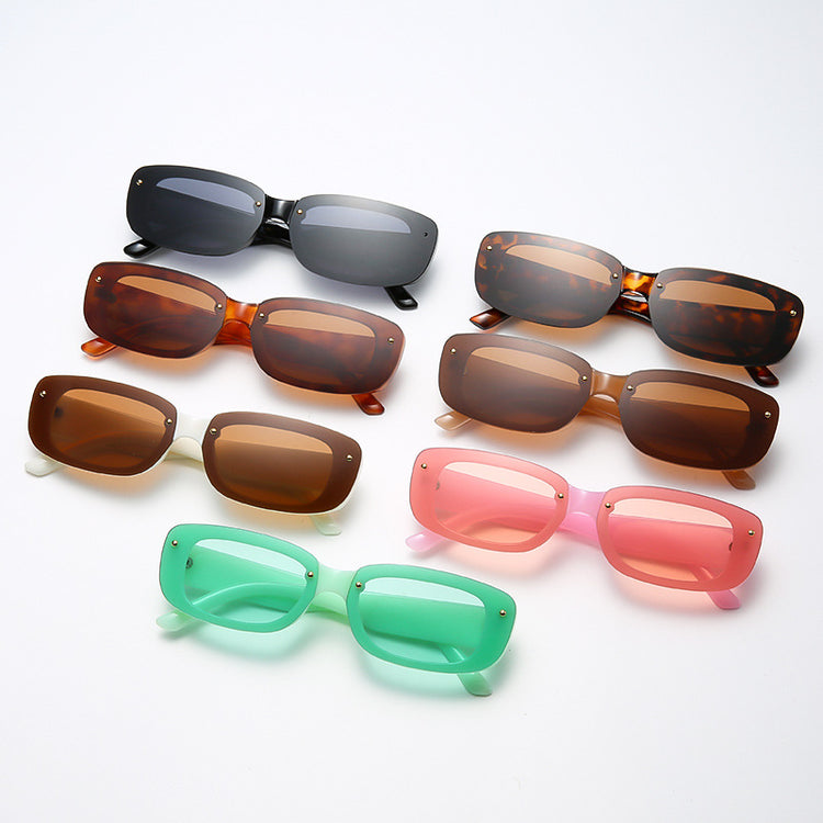 New Fashion Small Frame Square Sunglasses Men And Women Hit Color Glasses Ins Wind Street Shooting Sunglasses