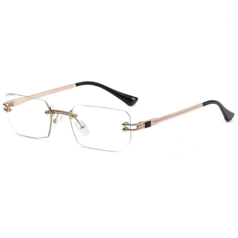 Polygon Cut Edge Rimless Sunglasses Women's Fashion Glasses Instagram Style Street Sunglasses