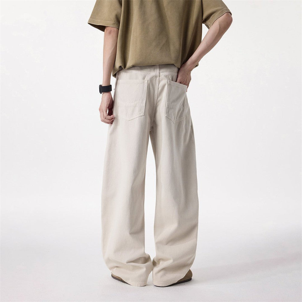Solid color loose jeans