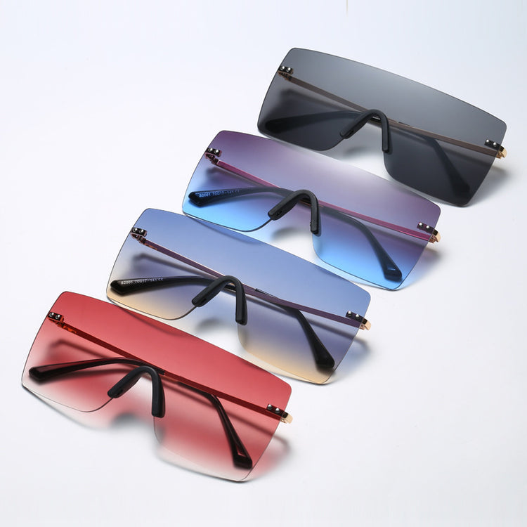 New Large Square Sunglasses Fashion Gradient Men And Women Street Shooting Sunglasses Rimless Glasses