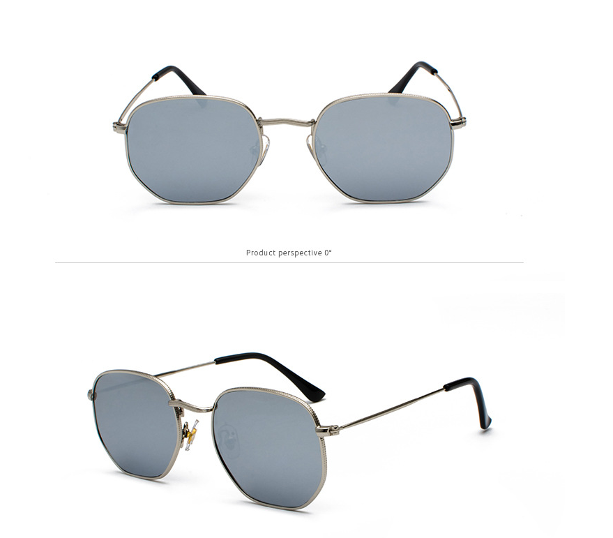 Men Sunglases Hexagon Sunglasses New Women Metal Frame Fishing Glasses Gold Tea Eyewear Lentes UV400