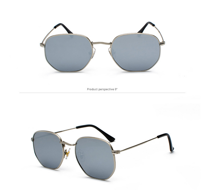 Men Sunglases Hexagon Sunglasses New Women Metal Frame Fishing Glasses Gold Tea Eyewear Lentes UV400