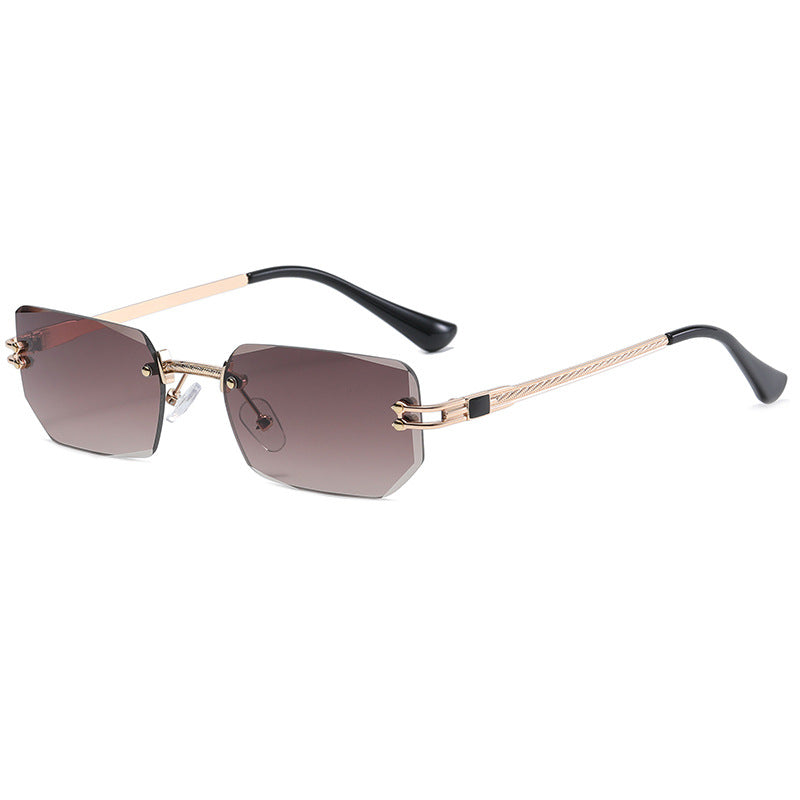 Polygon Cut Edge Rimless Sunglasses Women's Fashion Glasses Instagram Style Street Sunglasses