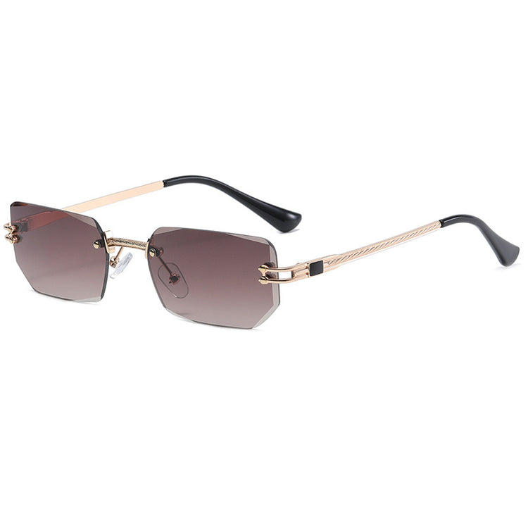 Polygon Cut Edge Rimless Sunglasses Women's Fashion Glasses Instagram Style Street Sunglasses