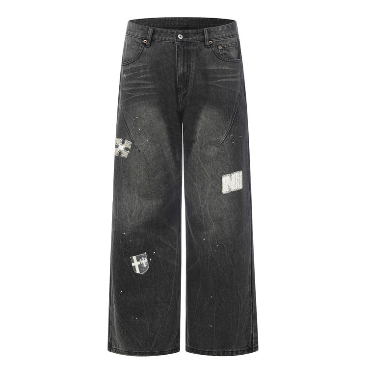 Washed denim jeans