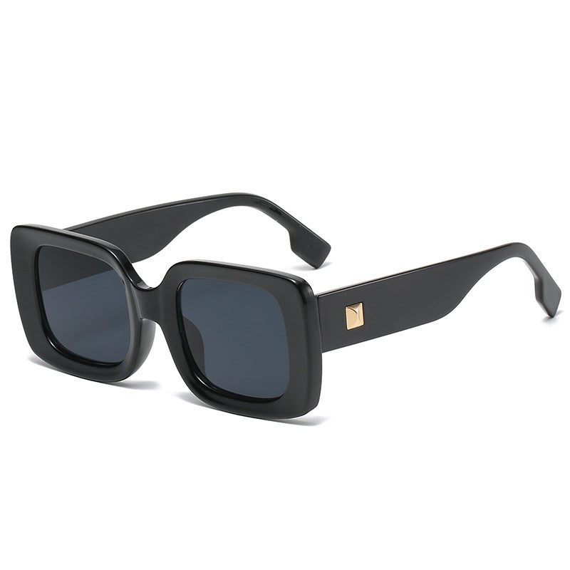 New Retro Square Large Frame Sunglasses Men And Women Trendy Metal Rice Nail Glasses