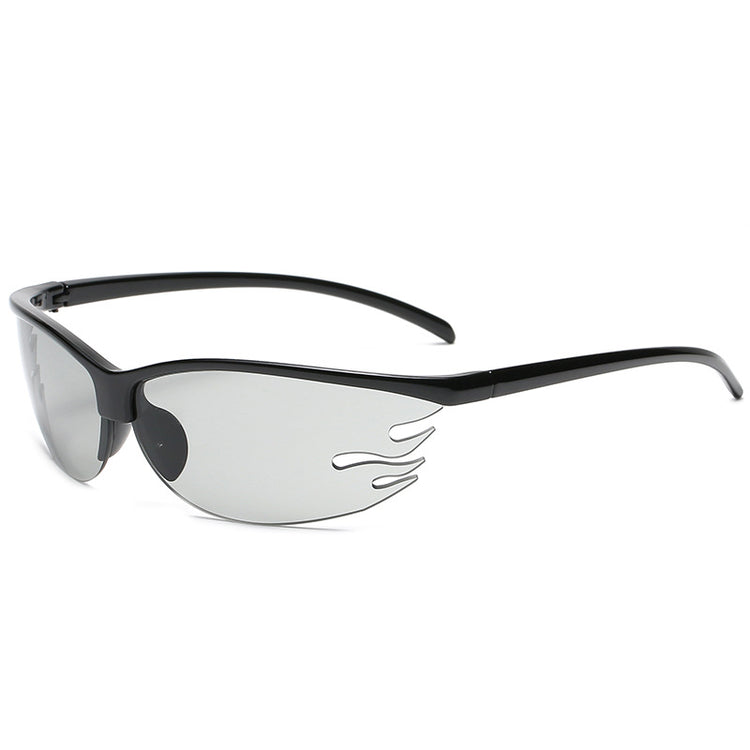 New Sports Cycling Glasses Men And Women Tide Flame Sunglasses Outdoor Transparent Candy Color Street Style Sunglasses