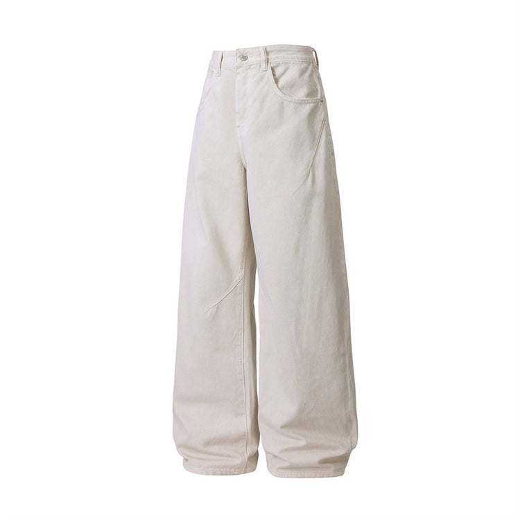 Solid color loose jeans